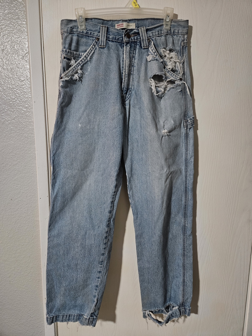 Levi's Signature Light Blue Denim Carpenter Pants - Thrashed